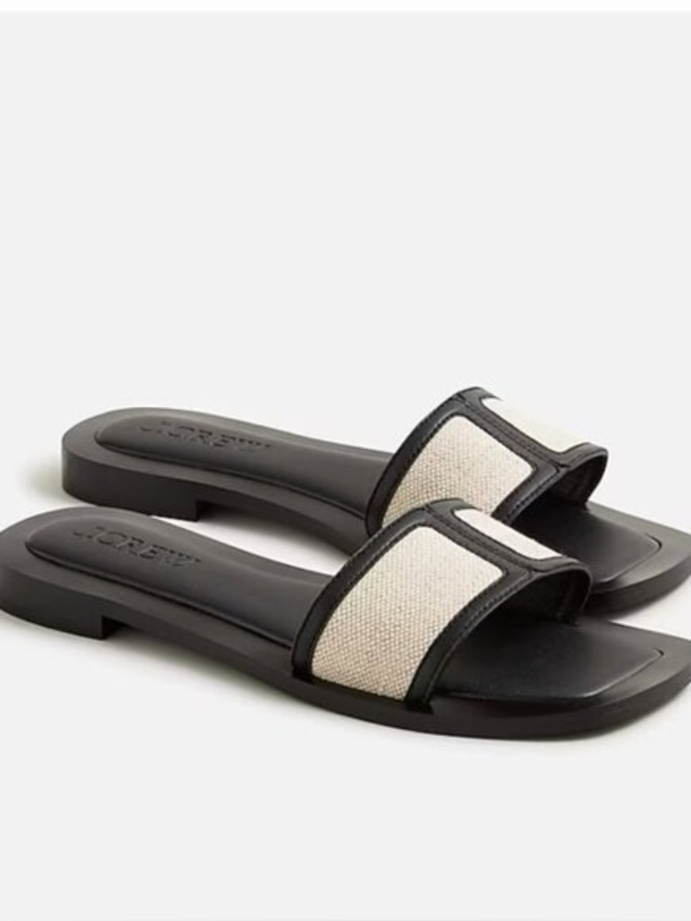 J Crew Slide Sandals Square Toe Cream Canvas Strap Size 7